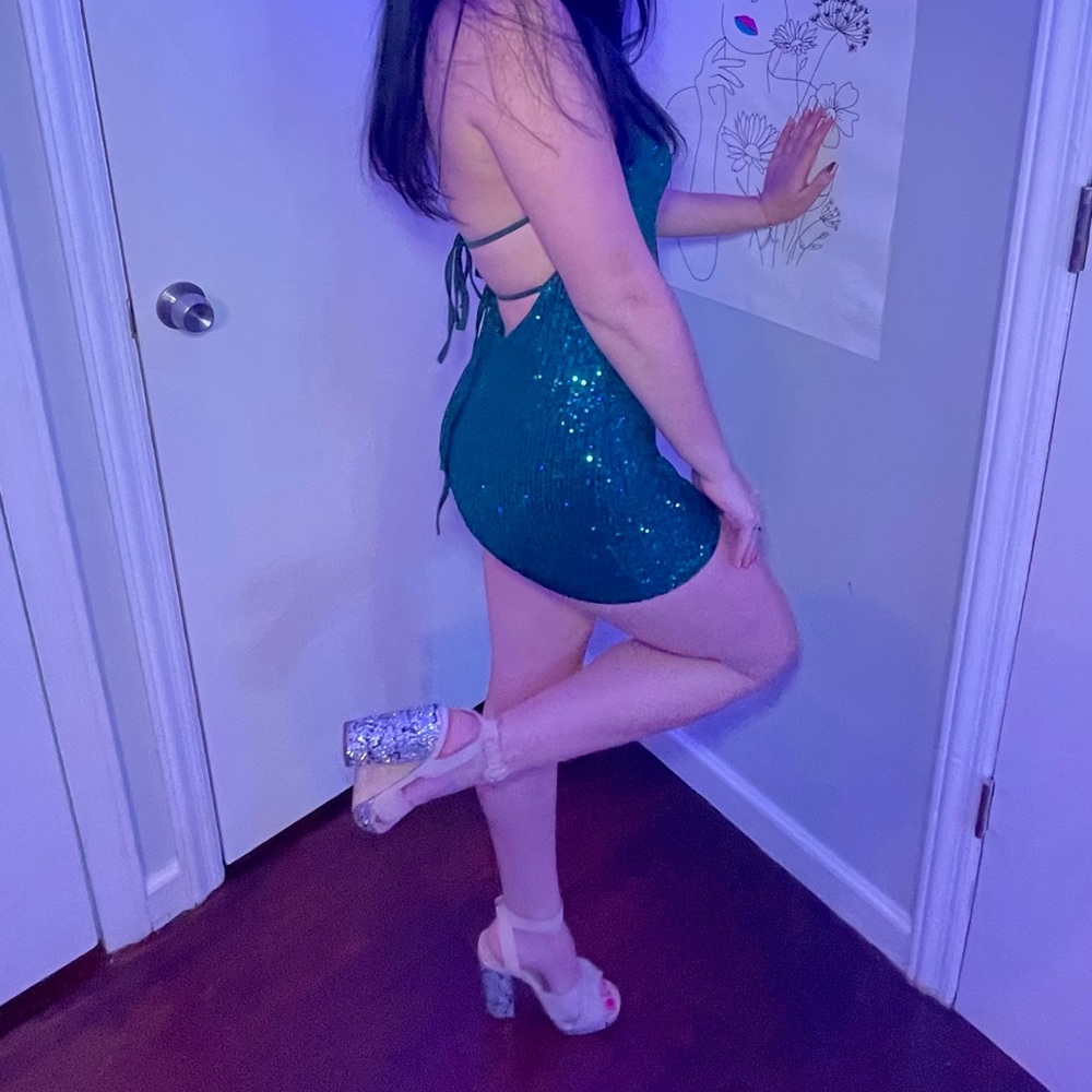 Green sequin dress